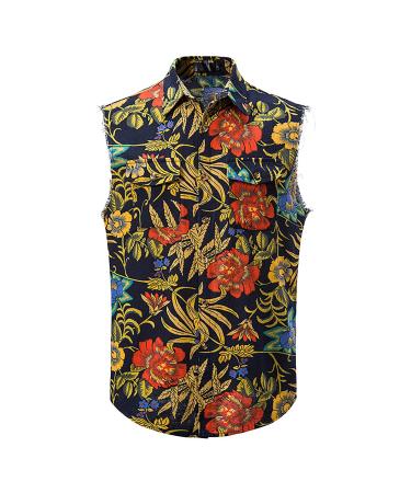 CupoJito Tank Tops Men Casual Shirts - Mens Sleeveless Tee Shirts Paisley Print Hippie Shirts Beach Tank Tops for Men