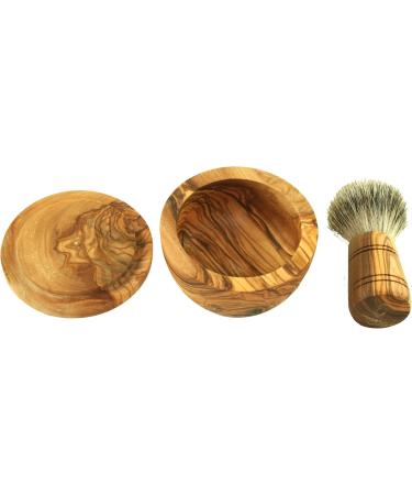 D.O.M. Shaving Set - 3 Piece Olive Wood Luxury Kit | Premium Shaving Supplies for Men - Buy Online on GoSupps.com