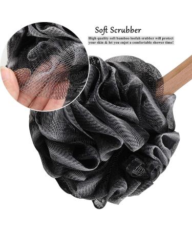 2pcs Bamboo Charcoal Loofah Back Scrubber Shower Brush for Sensitive Skin - Waterproof Handle - Buy Online on GoSupps.com