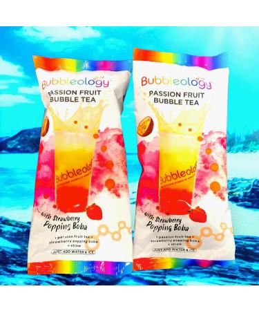 Bubbleology Passion Fruit Bubble Tea with Strawberry Popping Boba Pack of 2 - Buy Online on GoSupps.com