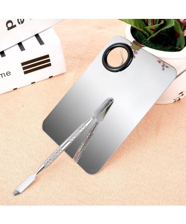 Stainless Steel Makeup Palette with Spatula - Professional Cosmetic Tool for Mixing Foundation and Nail Art - Buy Online on GoSupps.com