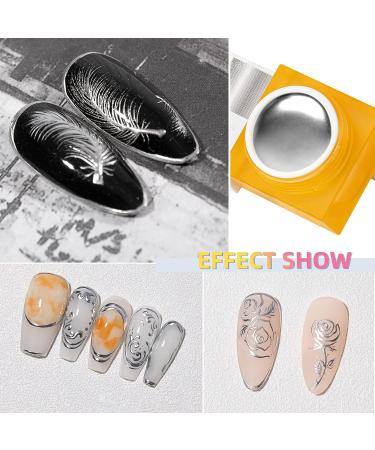 U-Shinein 2x8ml Metallic Silver Painted Gel Nail Polish Kit | 3D Metal Painting Gel for Mirror Finish | DIY Nail Art Manicure Set with Nail Brush - Color 06 - Buy Online on GoSupps.com
