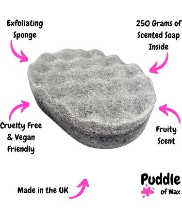 Black Coconut Exfoliating Soap Sponge - 250g - Moisturising Shea Butter - Fruity Scent - Vegan Friendly - Puddle of Wax - Made in The UK - Buy Online on GoSupps.com