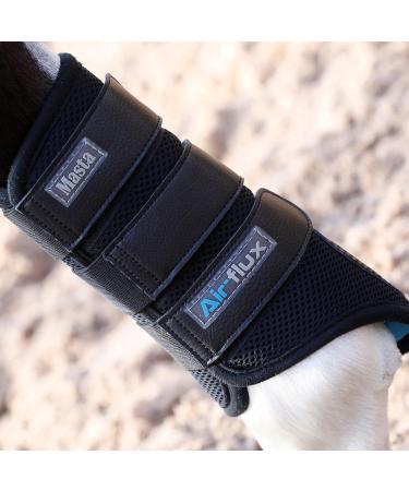 Masta Air-Flux Horse Brushing Boots - Training Neoprene Protective Wrap Boot for Horses with 3D AirMesh - Soft & Comfort Extremely Lightweight Legs Protectors - Set of 2 - Black Size Cob Cob Black - Buy Online on GoSupps.com