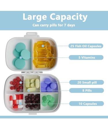 Travel Pill Organizer - 8 Compartment Portable Pill Case | Daily Pill Box for Vitamins & Supplements - Blue Datura - Buy Online on GoSupps.com