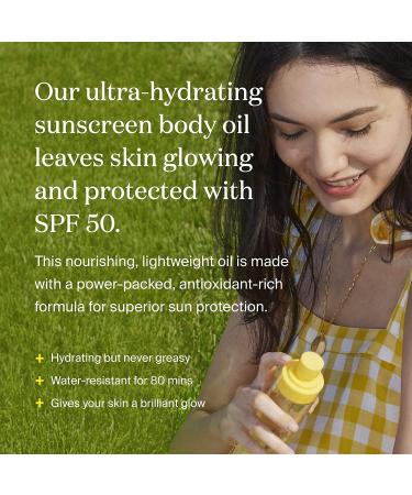 Supergoop! Glow Oil SPF 50 5 fl oz - Hydrating Vitamin E Body Oil with Sunscreen - Nourishing Body Oil with Marigold & Grape Seed Extracts - Buy Online on GoSupps.com