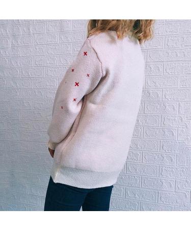 Shop Women's Christmas Snowflake Reindeer Knitting Sweater - Oversized Beige Knitwear (Sizes S-XL) - Buy Online on GoSupps.com