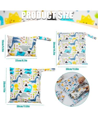 Runup 3pcs Waterproof Wet Bag Set | Reusable Wet Dry Cloth Diaper Bags with Zippered Closure and Snap Handle | Baby Wet Bag for Nappies & Dirty Clothes - Buy Online on GoSupps.com
