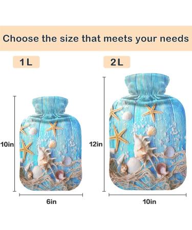 NAANLE Wood Sea Stars Shells Hot Water Bottle 2L - Transparent Large Heat & Cold Therapy for Pain Relief Ideal for Bed Hands & Feet - Buy Online on GoSupps.com