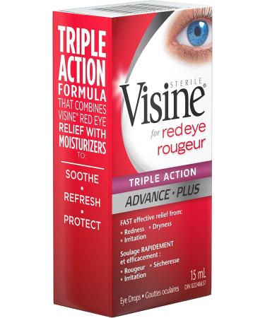 Visine Triple Action Eye Drops - Dry Eyes Red Eye  Strained Eyes Tired Eyes - 15 mL - Buy Online on GoSupps.com