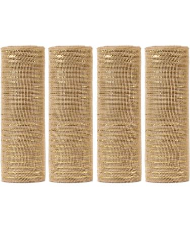LaRibbons Deco Mesh Ribbon Set - 4 Pack Metallic Foil Cream Rolls, 10x30ft for Wreaths & Decorating - Buy Online on GoSupps.com
