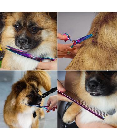 Colorful 7-Inch Dog Grooming Scissors Set - Professional Stainless Steel Shears for Pet Trimming and Hair Cutting - Buy Online on GoSupps.com