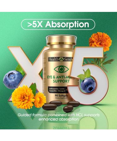 Eye Vitamin 37 in 1 Supplement for Man Woman Full Eye Support Inspired by AREDS 2 with Lutein Zeaxanthin Bilberry Extract Anthocyanin Omega-3 and CoQ10 Anti Aging Softgels 90 Count (Pack of 1) Brown - Buy Online on GoSupps.com