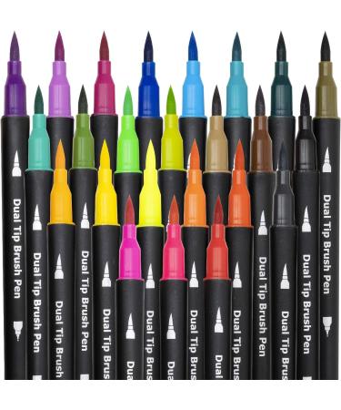 24 Dual Brush Marker Pens for Kids & Adults - Fine Point & Brush Tip Art Markers for Coloring, Bullet Journals, Planners & Note Taking - Buy Online on GoSupps.com