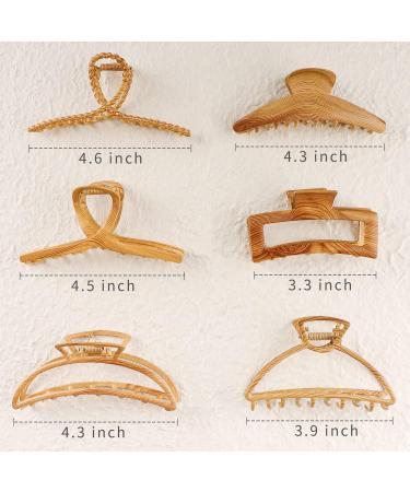 Magicsky 6 Pack 4 Inch Metal Hair Claw Clips - Gold & Wood Grain - Non-slip - for Thick Thin Hair - Styling Accessories for Women and Girls - Buy Online on GoSupps.com