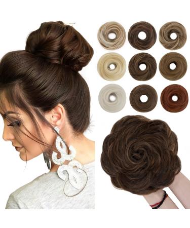 Sego hair part with rubber band 55g dutt hair parts hair tie with hair hair extension updos Messy bun for girls dark brown & light brown