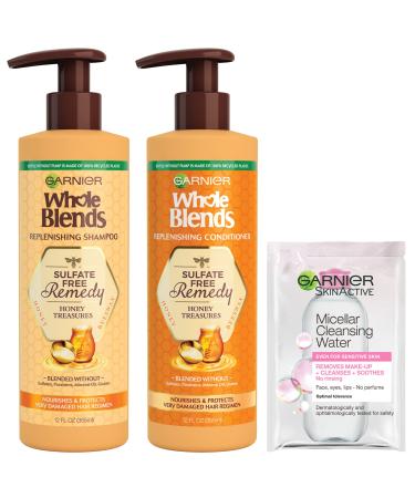 Garnier Whole Blends Sulfate Free Remedy Honey Treasures Replenishing Shampoo and Conditioner Set for Very Damaged Hair with Sample 12 Fl Oz 1 Kit (Packaging May Vary) Honey Treasures Sulfate Free S&C - Buy Online on GoSupps.com