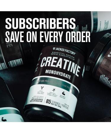 Jacked Factory Creatine Monohydrate Powder 1000g - Creatine Supplement for Muscle Growth Increased Strength Enhanced Energy Output and Improved Athletic Performance 200 Servings Unflavored Unflavored 200 Servings (Pack of 1) - Buy Online on GoSupps.com