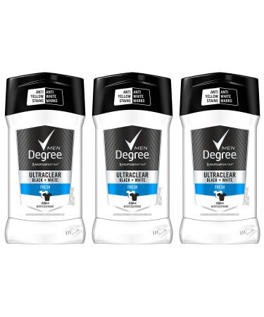Degree Motionsense Antiperspirant For Men - Ultraclear Black + White - Fresh - Net Wt. 2.7 OZ (76 g) Per Stick - Pack of 3 Sticks