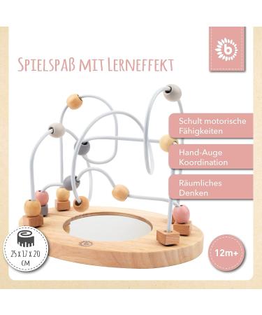 Shop Bieco Motoric Loop with Mirror - Pink & Gray | Learn & Play Motor Skills Toy for Babies | Wooden Learning Toy for Kids 1+ | Modern Labyrinth Game - Buy Online on GoSupps.com