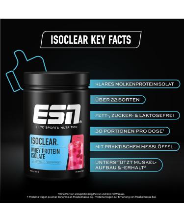 Buy ESN ISOCLEAR Raspberry Whey Isolate Protein Powder - 908g | Premium Clear Whey for Enhanced Muscle Recovery - International Shipping Available - Buy Online on GoSupps.com