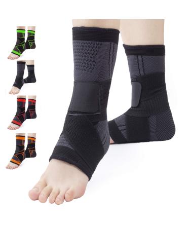 Ankle Brace Set of 2 Compression Support Adjustable Sleeve for Injury Recovery Joint Pain and More Arch Brace Support & Foot Stabilizer Ankle Wrap Protect Against Ankle Sprains or Swelling L Black