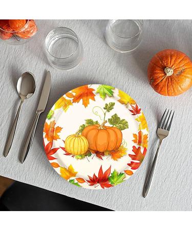 Shakven Fall Plates and Napkins Supplies | Fall Plates | Maple Leaves Pumpkin Decor Fall Tableware Autumn Leaves Tableware Set Thanksgiving Harvest Decoration Serve 16 Guests 7 Inch Tray - Buy Online on GoSupps.com