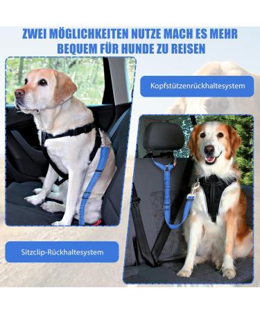 Adjustable Dog Car Headrest Safety Harness | Elastic Seat Belt for Small & Medium Dogs - Blue - Buy Online on GoSupps.com
