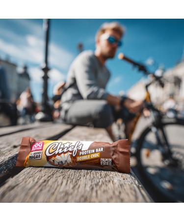 Chiefs Protein Bar (Double Choc) Barre prot in e premium avec 20g de prot ines & 201 kcal par barre Sans sucre ajout Barre prot in e low sugar Go t de chocolat Pack de 12 (12 x 55g) Double Choc 12 unit (Lot de 1) - Buy Online on GoSupps.com