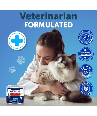 L-Lysine for Cats - Lysine Powder Supplement - 900mg/serving - Immune Support for Cats & Kittens - Sneezing, Runny Nose, Squinting, Watery Eyes, Cold, Eye Function, Respiratory Health - with Taurine White L-Lysine - Buy Online on GoSupps.com