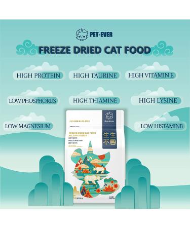 PET EVER Freeze Dried Raw Cat Food 60% Protein 20% Low Fat Beef Topper 14 oz - Grain Free Dry Meat Diet for Cats - Buy Online on GoSupps.com