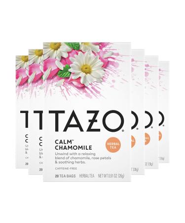 Tazo Calm Chamomile Tea Bags For a Delicious Calming Tea Beverage Herbal Tea Caffeine-Free 20 Count (Pack of 6) 20 Count (Pack of 6) Calm Chamomile Herbal Tea