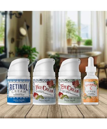 LilyAna Naturals Skincare Gift Set: Retinol Cream, Vitamin C Serum, Eye Cream & Face Moisturizer - Anti-Aging Core 4 Set for Women - Buy Online on GoSupps.com