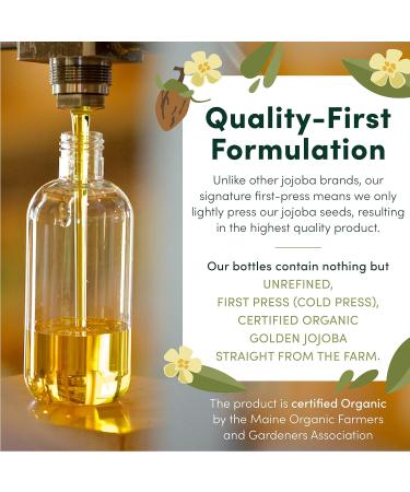 HobaCare Organic Jojoba Oil - 100% Pure Unrefined Cold Pressed for Scalp, Nails & Skin - 8.45 fl oz - Buy Online on GoSupps.com