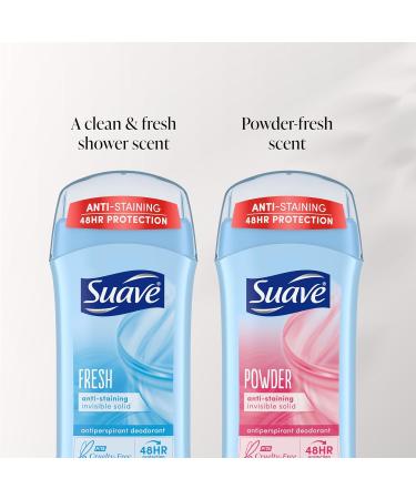 Suave Deodorant Women Antiperspirant Powder and Fresh Bundle 48-Hour Odor & Wetness Protection with Essential Oils anti-staining no baking soda Bundle 4 x 2.6 oz - Buy Online on GoSupps.com
