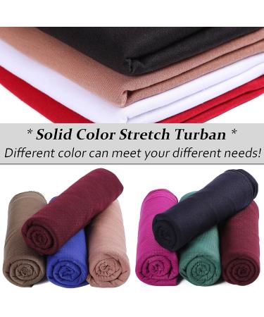 XTREND 4-Piece Turbans for Women - Stretch Jersey Headwraps in Solid Colors - Breathable & Ultra Soft Knit Turban Tie (Black, Dark Blue, Camel, Dark Grey) - Buy Online on GoSupps.com