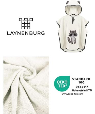 Laynenburg Premium Batheponcho for Kids - 100% Cotton Oeko-Tex Certified Frottee Handling Poncho for 3-5 Years - Creme Raccoon Design - Buy Online on GoSupps.com