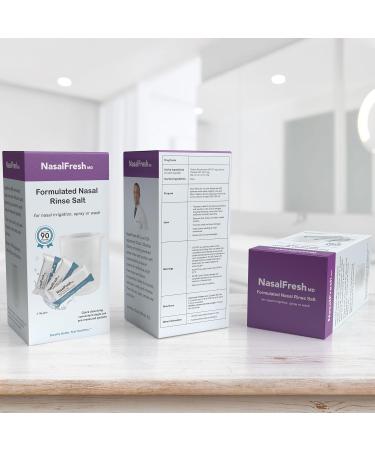 NasalFresh MD - Saline Packets - Quick Dissolving - Single Use - Pre-Measured - Nasal Irrigation - Individually Wrapped (3.75g/1.3oz) - 90 Count Refill Packets - 300mL Cup 90 Saline Packets - 300ml Cup - Buy Online on GoSupps.com