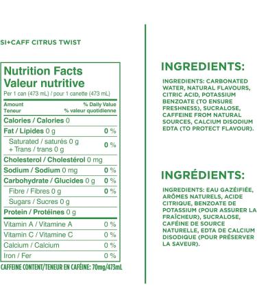  Sparkling Ice Caffeine Citrus Twist Sparkling Water. Caffeinated Sparkling Water from Coffee Beans and Green Tea Extracts for the Perfect Pick-Me-Up. 473 mL (Pack of 12) Citrus Twist (Caffeine) 473 ml (Pack of 12) - Buy Online on GoSupps.com