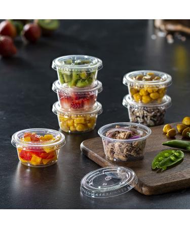 Pantry Value 100 Sets - 2 oz. Jello Shot Cups with Lids - Small Plastic Condiment Containers for Sauce, Dressings, Ramekins - Portion Control - Clear - Buy Online on GoSupps.com