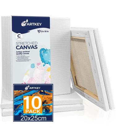 Artkey Canvases for Painting - 8 x 10 Inch 10 Pack Canvases - 10 oz Triple Primed Acid-Free 100% Cotton Blank Canvas - Art Canvases for Oil Paint Acrylics 8X10 (10-PACK) 10