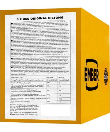  EMBER Ember Snacks: Biltong Beef Jerky Original Flavor (8 x 45g) Keto Protein Snacks Nomad Snack - Buy Online on GoSupps.com