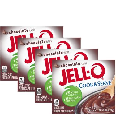 Jell-O Chocolate Cook & Serve Pudding & Pie Filling 3.4 oz (96g) 4-Pack
