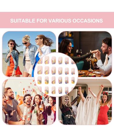 False Nails | Flower Nails | Square Artificial Fake Nails Gel Nail for Girls Women Detachable Full False Nails for Women Jiahua - Buy Online on GoSupps.com