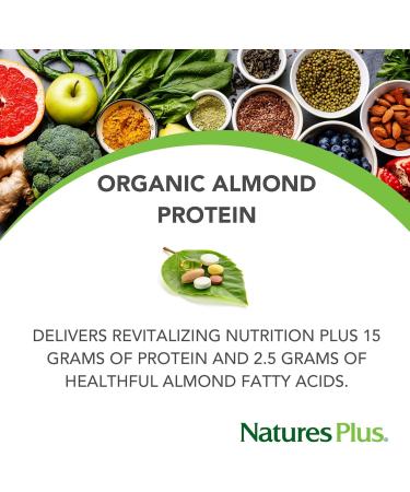Natures Plus Almond Protein Powder - USDA Organic Non-GMO Vegan Unflavored 1.04 lbs - Gluten-Free No Added Sugar 15 Servings for Muscle Recovery - Buy Online on GoSupps.com