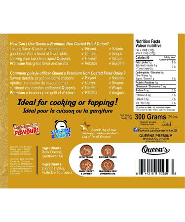 Queen's Non-Coated Crispy Onions - 100% Natural & Vegan | GMO & Gluten Free - 300g - Buy Online on GoSupps.com