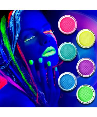 Beteligir Beteligir 6 Colors Water Activated Eyeliner Palette Colorful Liquid Eyeliner Set Neon Face Paint UV Glow Body Paint Gel Eye Set