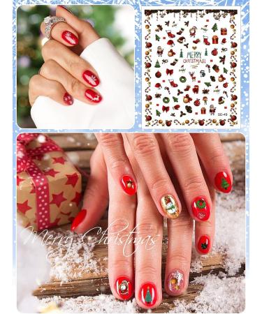 Kalolary 1400+ Patterns Christmas Nail Art Stickers Self-Adhesive 3D Nail Decals Christmas Nail Art Designs Snowflake Tree Reindeer Santa Elements for Christmas Theme Nail Art Decoration (15 Sheets) - Buy Online on GoSupps.com