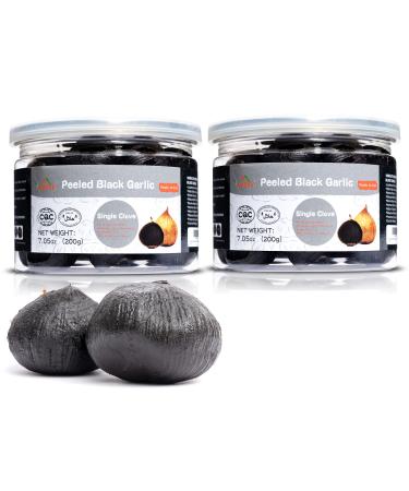 Whole Black Garlic Peeled Fermented for 90 days 0 additives high in antioxidants HALAL Certified By APEXY (7.05oz Single Clove Pack of 2)