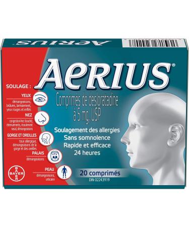 Aerius Allergy Medicine Fast Relief 24-Hour Non-Drowsy 15 Symptoms 20 Tablets - Buy Online on GoSupps.com